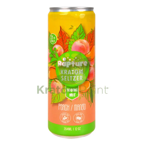 Rapture Kratom Seltzer 100mg MIT Peach Mango 12oz can