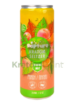 Rapture Kratom Seltzer 100mg MIT Peach Mango 12oz can