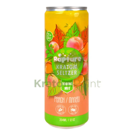 Rapture Kratom Seltzer 100mg MIT Peach Mango 12oz can