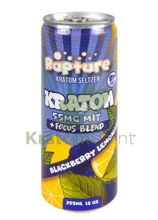 Rapture Kratom Seltzer 55mg MIT + Focus Blend Blackberry Lemonade 12oz can