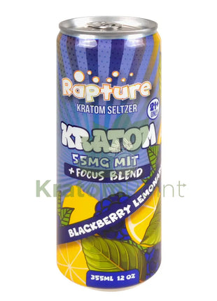 Rapture Kratom Seltzer 55mg MIT + Focus Blend Blackberry Lemonade 12oz can