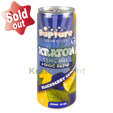 Rapture Kratom Seltzer 55mg MIT + Focus Blend Blackberry Lemonade 12oz can