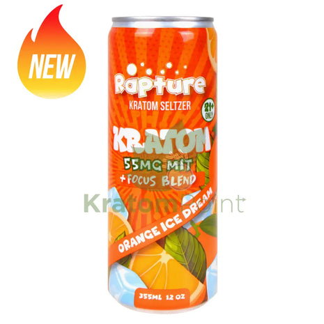 Rapture Kratom Seltzer 55mg MIT + Focus Blend Orange Ice Dream 12oz can