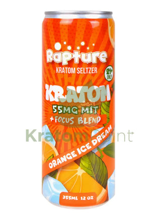 Rapture Kratom Seltzer 55mg MIT + Focus Blend Orange Ice Dream 12oz can