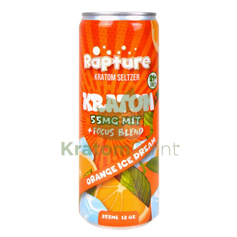 Rapture Kratom Seltzer 55mg MIT + Focus Blend Orange Ice Dream 12oz can
