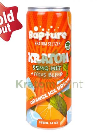 Rapture Kratom Seltzer 55mg MIT + Focus Blend Orange Ice Dream 12oz can