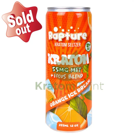 Rapture Kratom Seltzer 55mg MIT + Focus Blend Orange Ice Dream 12oz can