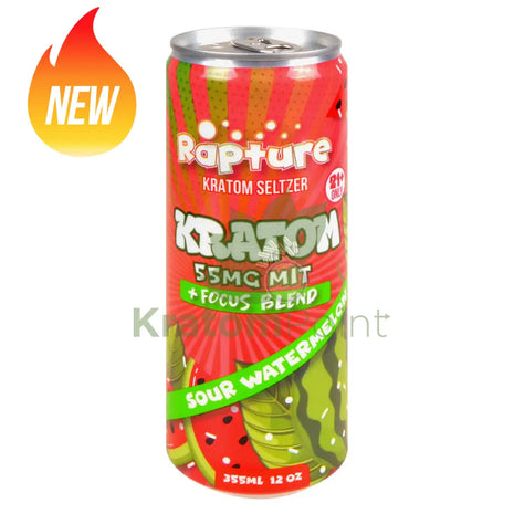 Rapture Kratom Seltzer 55mg MIT + Focus Blend Sour Watermelon 12oz can
