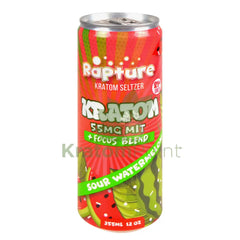 Rapture Kratom Seltzer 55mg MIT + Focus Blend Sour Watermelon 12oz can