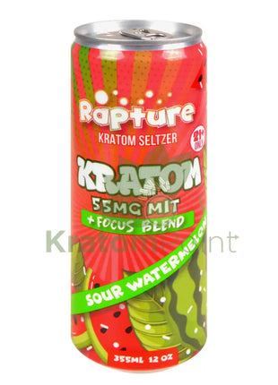 Rapture Kratom Seltzer 55mg MIT + Focus Blend Sour Watermelon 12oz can