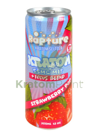 Rapture Kratom Seltzer 55mg MIT + Focus Blend Strawberry Pop 12oz can