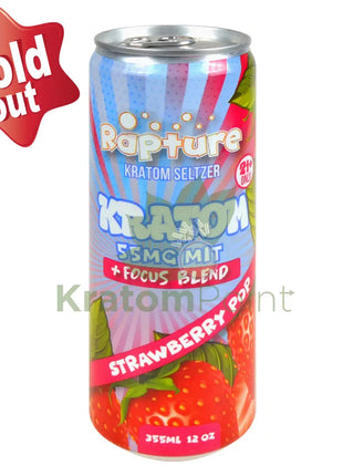 Rapture Kratom Seltzer 55mg MIT + Focus Blend Strawberry Pop 12oz can