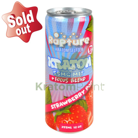 Rapture Kratom Seltzer 55mg MIT + Focus Blend Strawberry Pop 12oz can