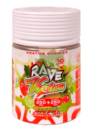 Rave Kratom Cherry Limeade Gummies Ecstasy 10 count
