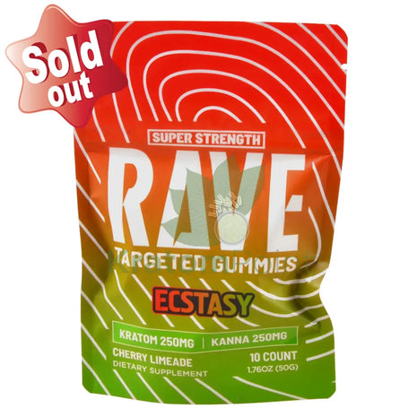 Rave Kratom Cherry Limeade Gummies Ecstasy 10 count