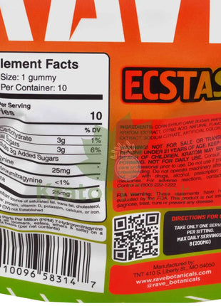 Rave Kratom Cherry Limeade Gummies Ecstasy 10 count