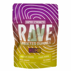Rave Kratom Sour Grape Gummies Numb 10 count