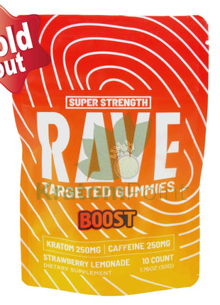Rave Kratom Strawberry Lemonade Gummies Boost 10 count