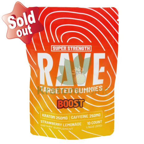 Rave Kratom Strawberry Lemonade Gummies Boost 10 count