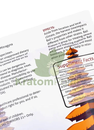 Real Kratom Bali Kratom Capsules, 1000 count-supplement and effects