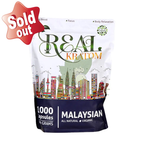 Real Kratom Malaysian Kratom Capsules, 1000 count