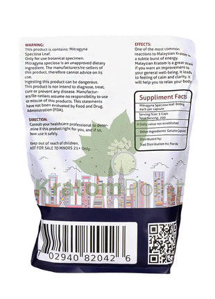 Real Kratom Malaysian Kratom Capsules, 1000 count-back