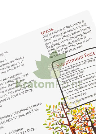 Real Kratom Multi Strain Kratom Capsules, 1000 count-close up