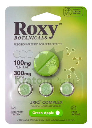 Roxy Botanicals 100mg Uriq Complex Green Apple Tablets 3ct Cats claw