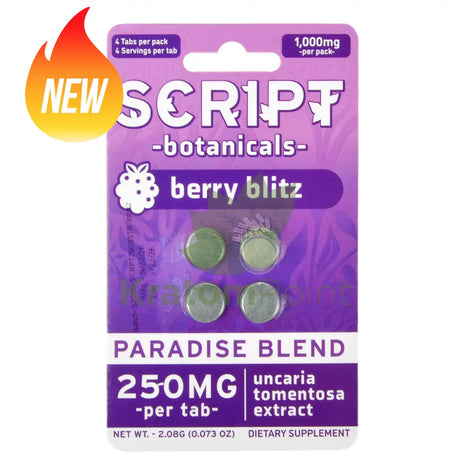 Script Botanicals Paradise Blend 250mg Berry Blitz Cats Claw Tablets 4ct - Cats claw