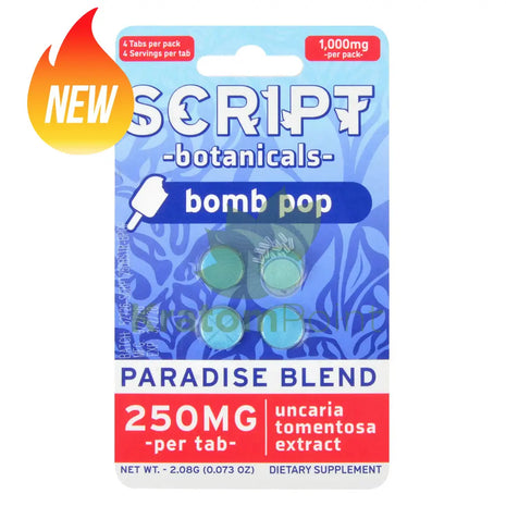 Script Botanicals Paradise Blend 250mg Bomb Pop Cats Claw Tablets 4ct - Cats claw