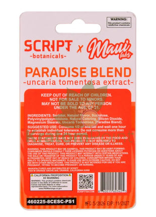 Script Botanicals x Maui Labs Paradise Blend Cats Claw Peach Sherbet Tablets 4ct - Cats claw