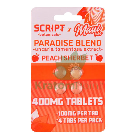 Script Botanicals x Maui Labs Paradise Blend Cats Claw Peach Sherbet Tablets 4ct - Cats claw