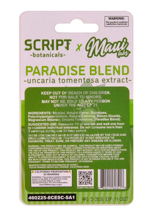 Script Botanicals x Maui Labs Paradise Blend Cats Claw Sour Apple Tablets 4ct - Cats claw