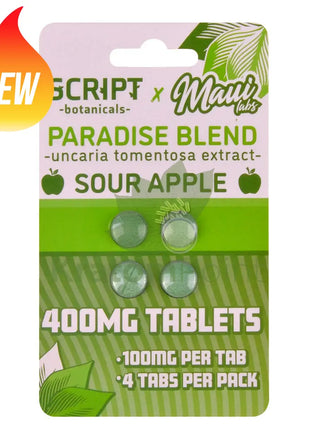 Script Botanicals x Maui Labs Paradise Blend Cats Claw Sour Apple Tablets 4ct - Cats claw