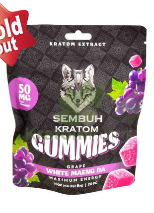 Sembuh Kratom Gummies Grape (White Maeng Da) Max Energy 20 count