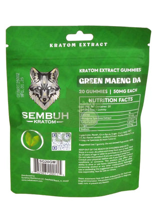 Sembuh Kratom Gummies Green Apple (Green Maeng Da) Ultra Relief 20 count