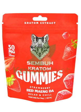 Sembuh Kratom Gummies Strawberry (Red Maeng Da) Relax & Chill 20 count