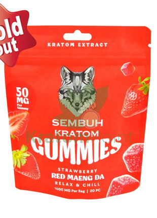 Sembuh Kratom Gummies Strawberry (Red Maeng Da) Relax & Chill 20 count