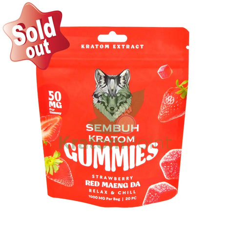 Sembuh Kratom Gummies Strawberry (Red Maeng Da) Relax & Chill 20 count