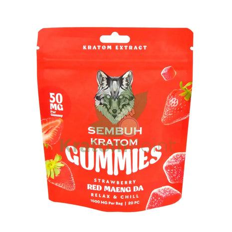 Sembuh Kratom Gummies Strawberry (Red Maeng Da) Relax & Chill 20 count