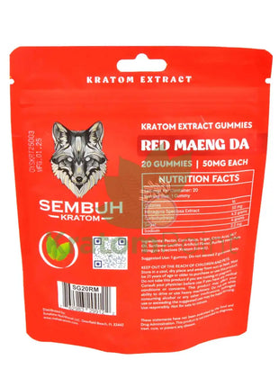 Sembuh Kratom Gummies Strawberry (Red Maeng Da) Relax & Chill 20 count