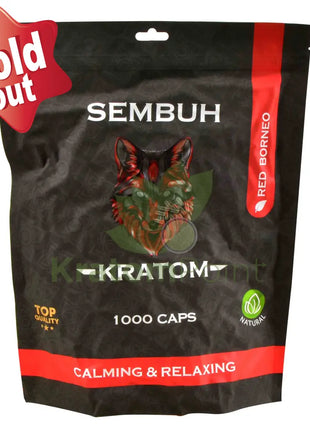 Sembuh Red Borneo Kratom Capsules 1000 Count
