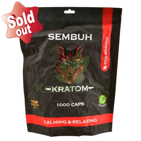 Sembuh Red Borneo Kratom Capsules 1000 Count