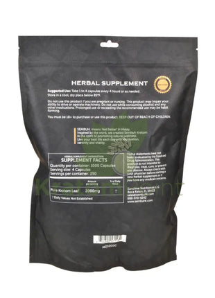 Sembuh White Maeng Da Kratom Capsules 1000 Count