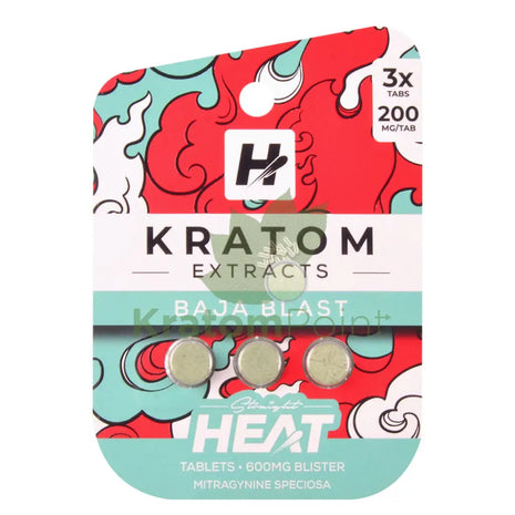 Straight Heat Baja Blast Kratom Extract 200mg Tablets 3ct