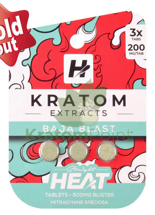 Straight Heat Baja Blast Kratom Extract 200mg Tablets 3ct