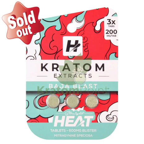 Straight Heat Baja Blast Kratom Extract 200mg Tablets 3ct