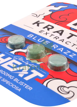 Straight Heat Blue Razz Kratom Extract 200mg Tablets 3ct