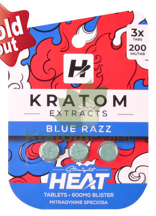 Straight Heat Blue Razz Kratom Extract 200mg Tablets 3ct