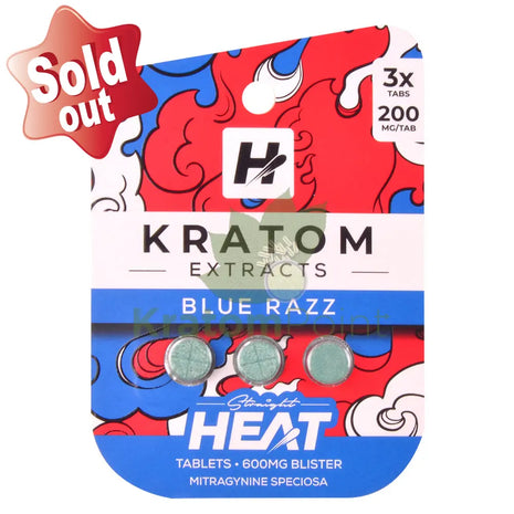 Straight Heat Blue Razz Kratom Extract 200mg Tablets 3ct